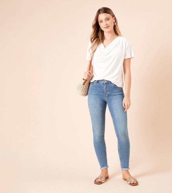 Solid Cowl Neck T-Shirt