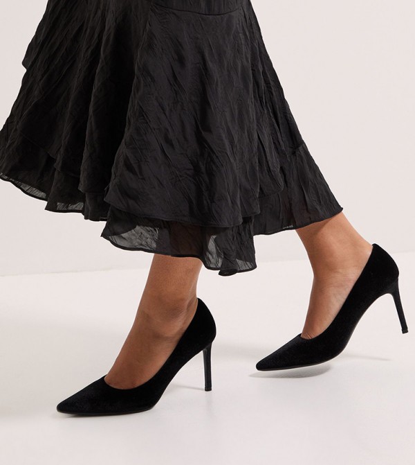 Wide Fit Dash Velvet Stiletto Heel Pumps