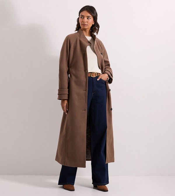 Classic Midi High Neck Overcoat