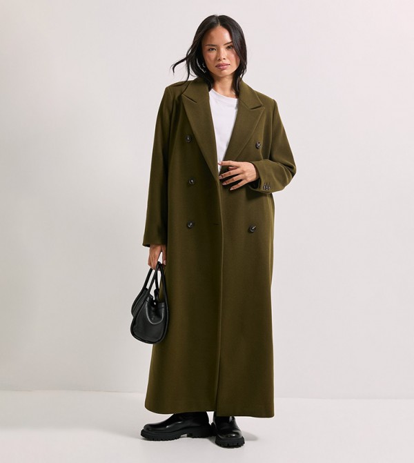 Double Breasted Long Sleeves Maxi Coat