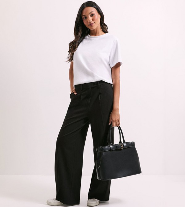 Pinstriped Wide Leg Trousers