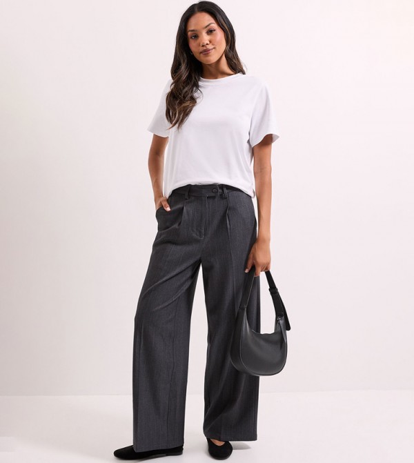 Pinstriped Wide Leg Trousers