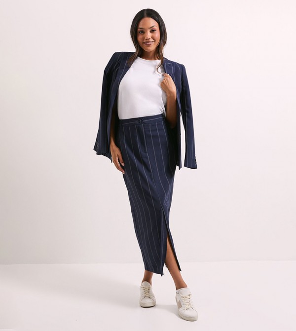 Striped Column Midaxi Skirt