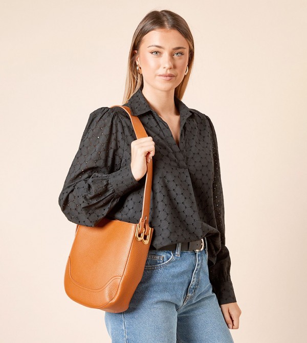 Berlin Faux Leather Shoulder Bag with Pouch