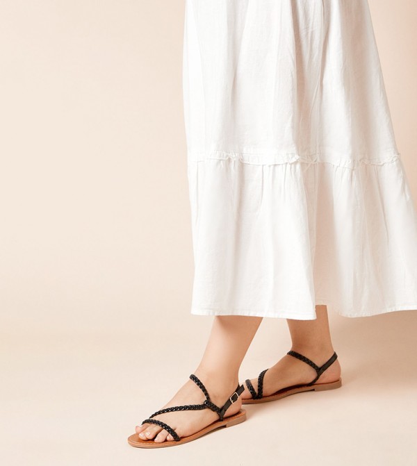 Jamie Plaited Asymmetric Strap Flat Sandals