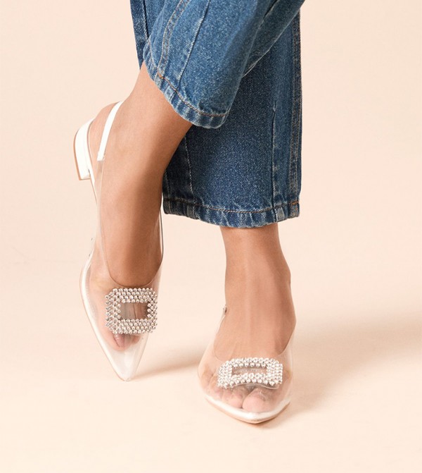 Bess Slingback with Brooch Detail Slingback Flat Shoes