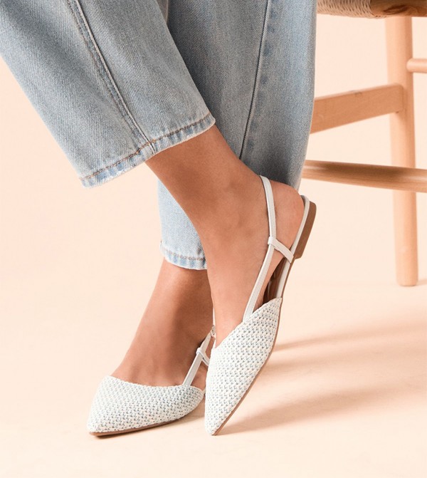 Bea Woven Textile Pointed Slingback Flat Shoes