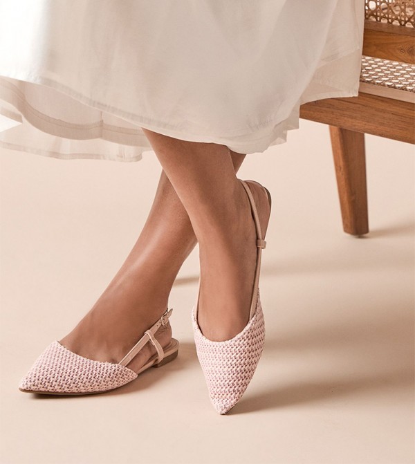 Bea Woven Textile Pointed Slingback Flat Shoes
