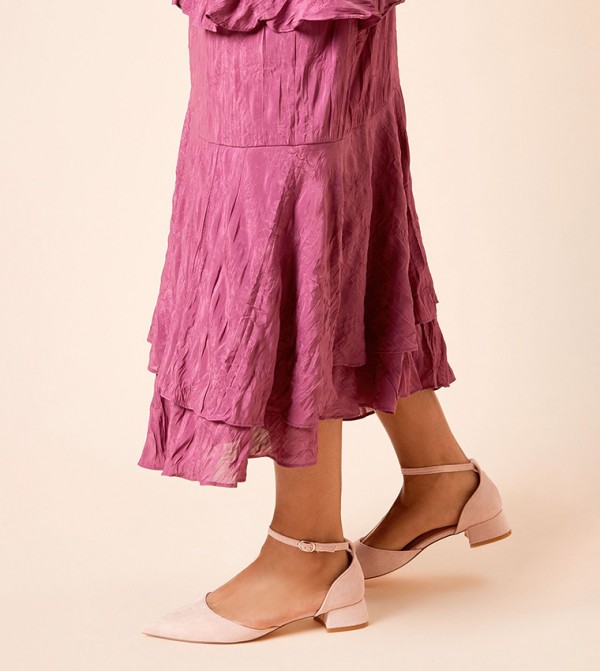 Bennie Faux Suede Pointed Block Heel Pumps