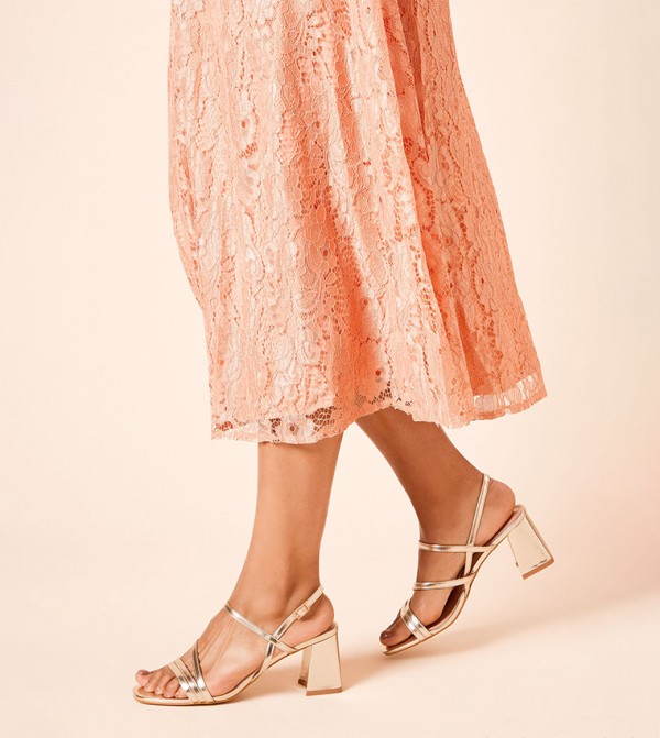 Sophie Faux Leather Asymmetric Strap Block Heel Sandals