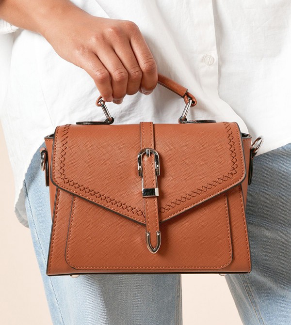 Buckle Detail Top Handle Bag
