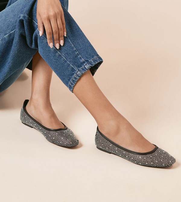 Pinnie Diamante Mesh Ballerinas