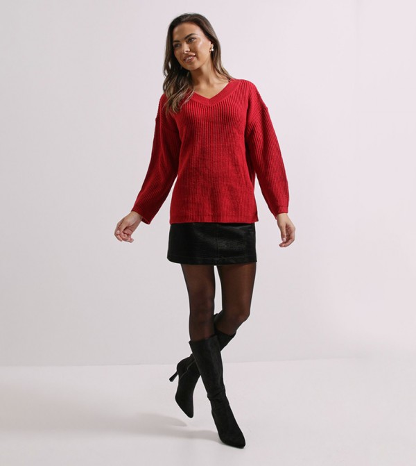 Knitted V-Neck Jumper
