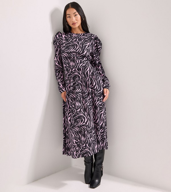 فستان ميدي بقصة A وخصر منسدل للمقاسات الصغيرة 