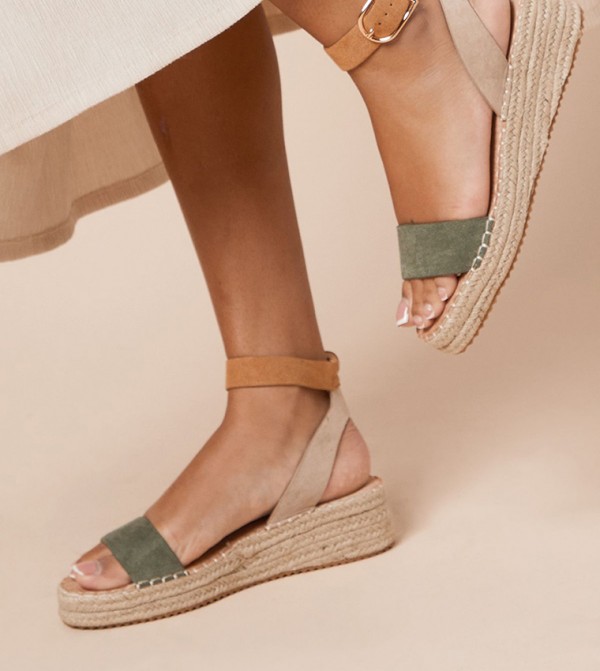 RIVA Faux Suede Strap Espadrille Wedges