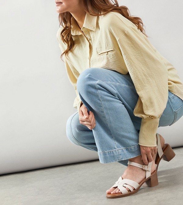 MAVIS Faux Leather Block Heel Sandals