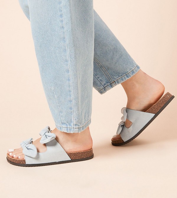 Bryony Faux Suede Double Bow Flat Sandals