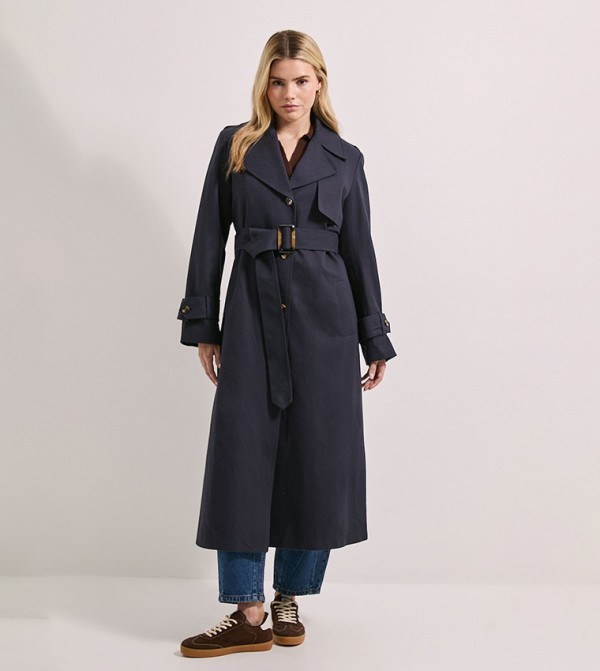 Cuff Detail Belted Coat