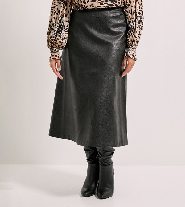 Faux Leather Midi Skirt