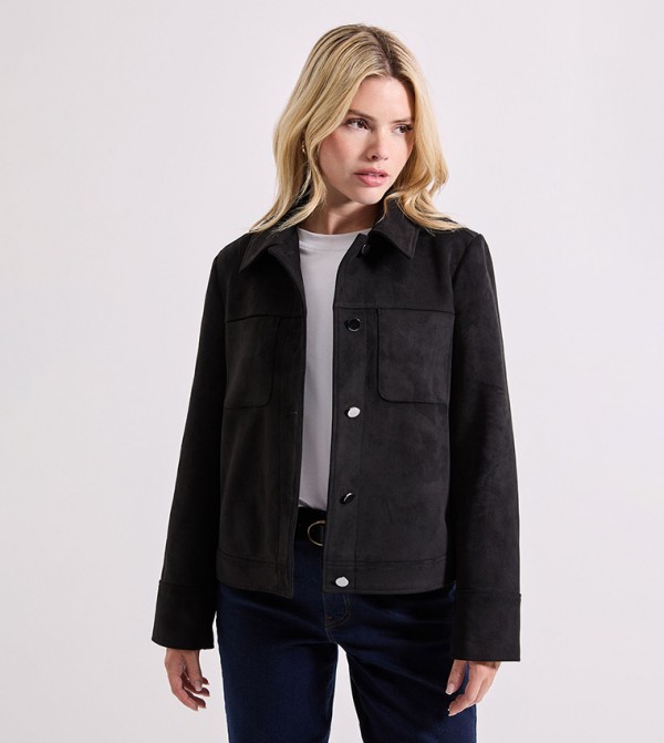 Pocket Detail Suede Jacket
