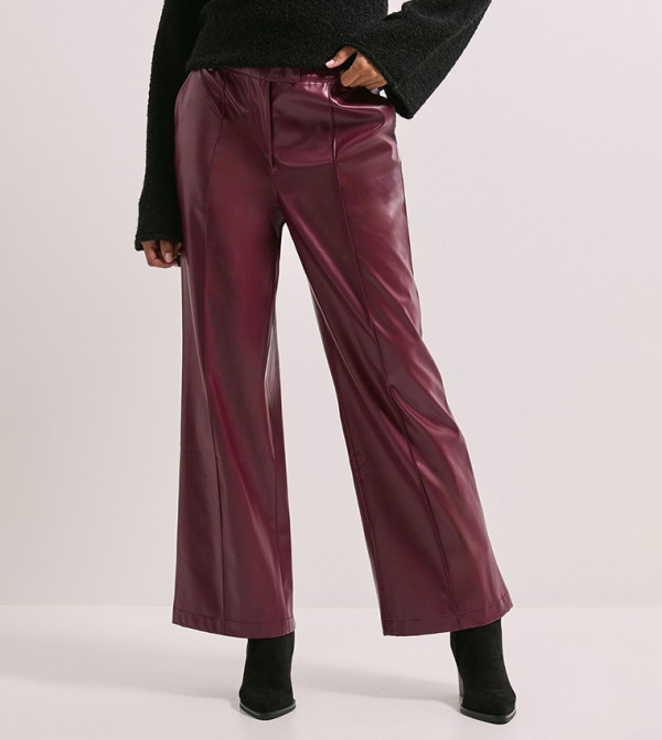 Faux Leather Wide Leg Trousers