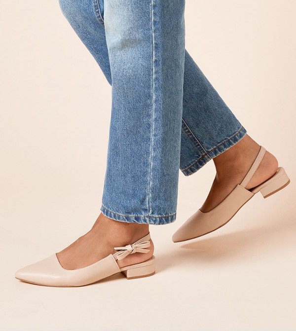 Nuria Faux Leather Bow Detail Slingback Heel Pumps