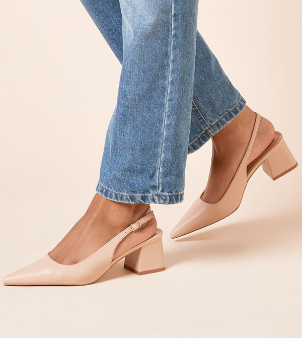 Patricia Faux Leather Slingback Block Heel Pumps