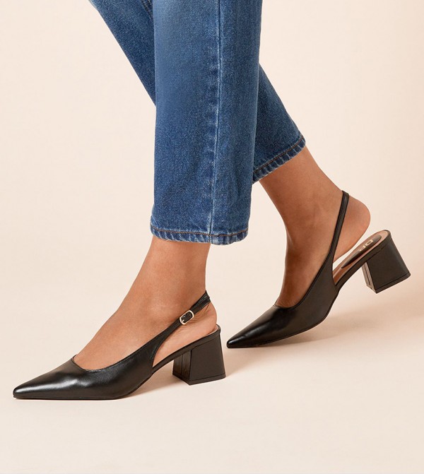 Patricia Faux Leather Slingback Block Heel Pumps