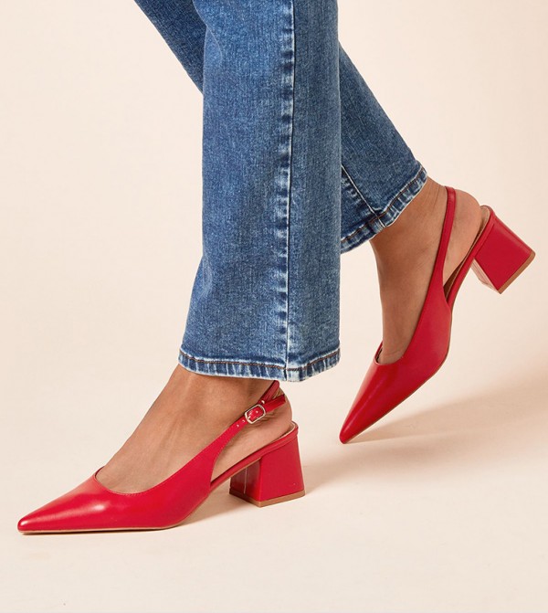 Patricia Faux Leather Slingback Block Heel Pumps
