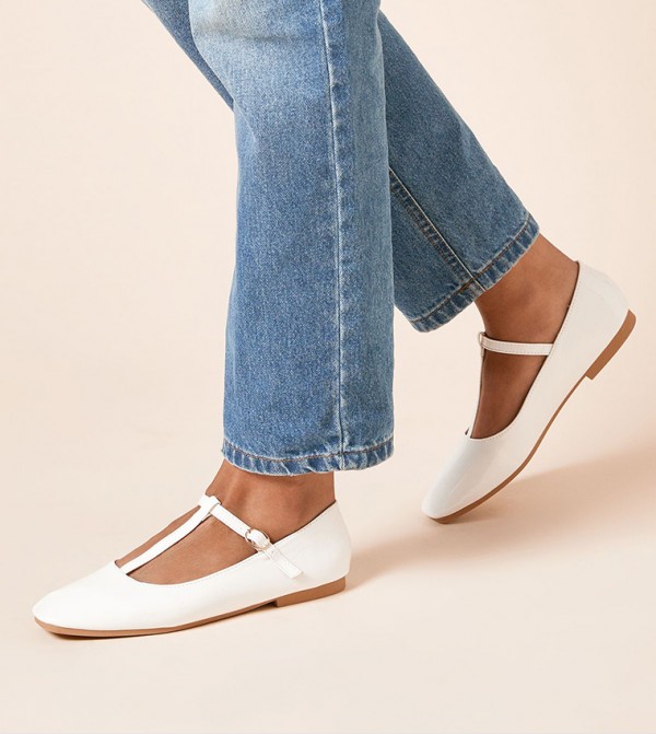 Claudia Faux Patent Leather T-Bar Ballerinas