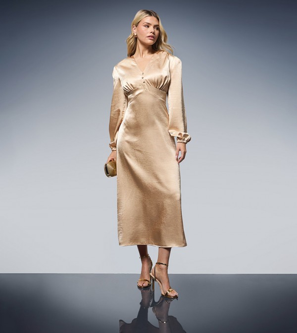 فستان ميداكسي ساتان كم بلوسون 