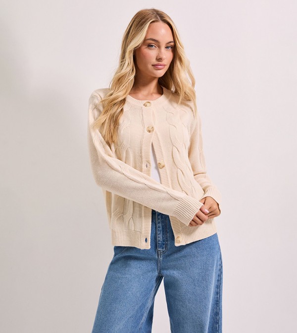 كارديغان منسوج كم طويل 