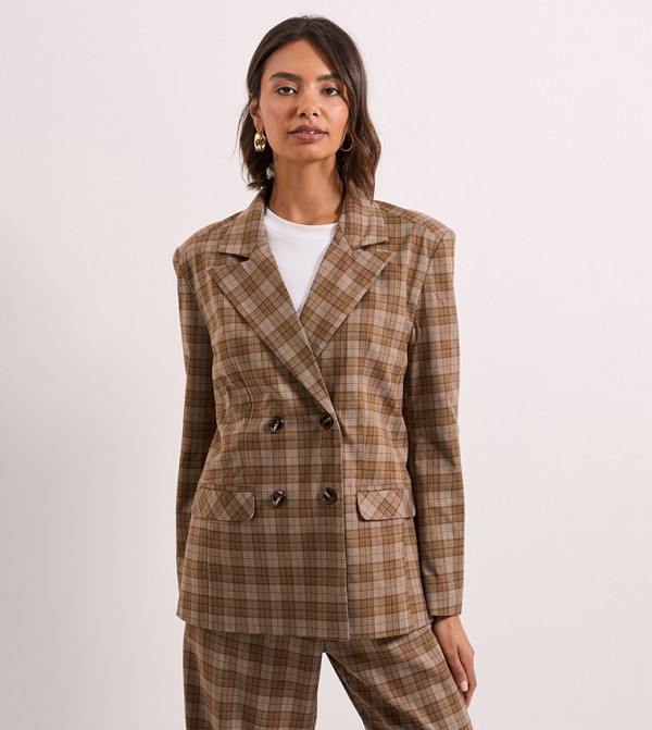 Plaid Double Breasted Blazer