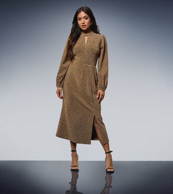 Petite Dp Luxe Keyhole Detail Sparkle Jersey Midi Dress