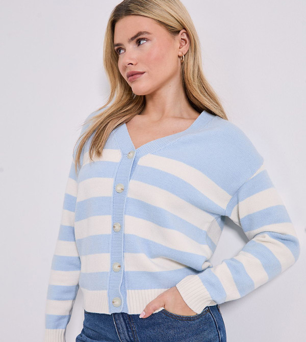 Striped Long Sleeves Knit Cardigan