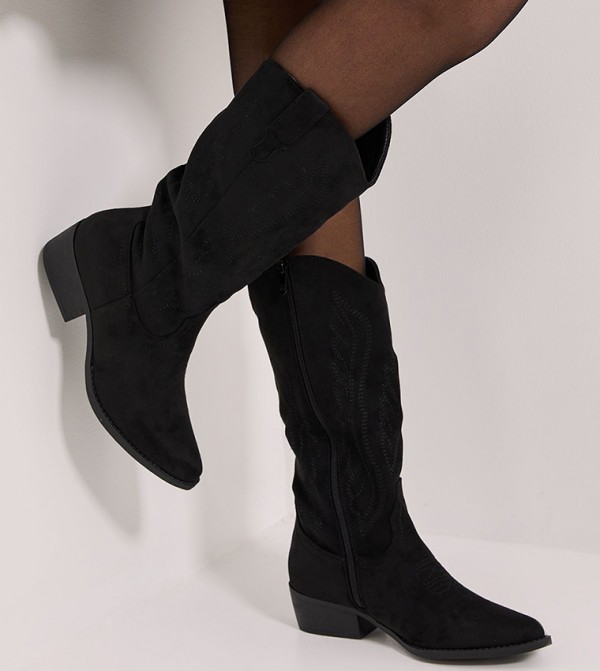 Nelly Faux Suede Western Calf Boots