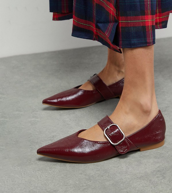 Brianna Faux Leather Buckle Detail Mary Jane Shoes