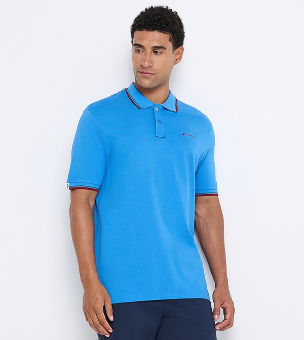 Contrast Tipping Short Sleeves Polo T-Shirt