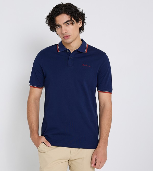 Contrast Tipping Short Sleeves Polo T-Shirt