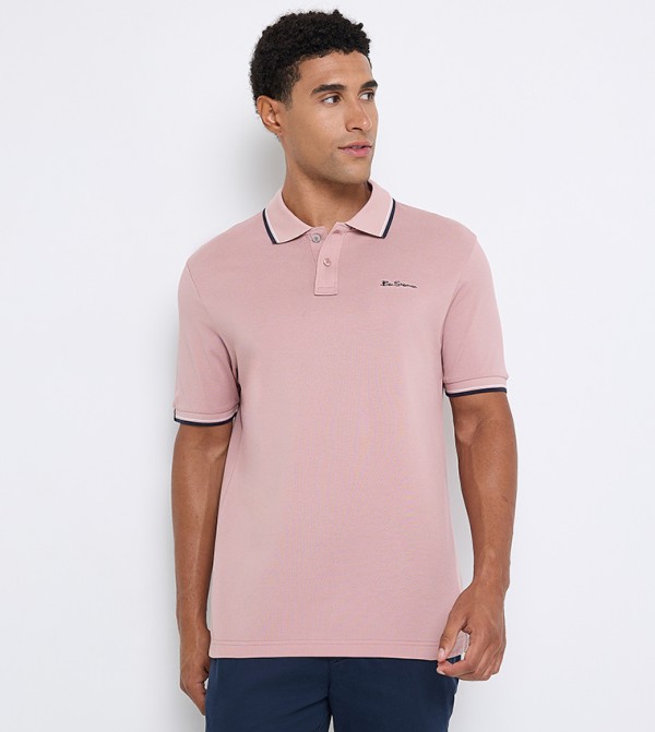 Contrast Tipping Short Sleeves Polo T-Shirt