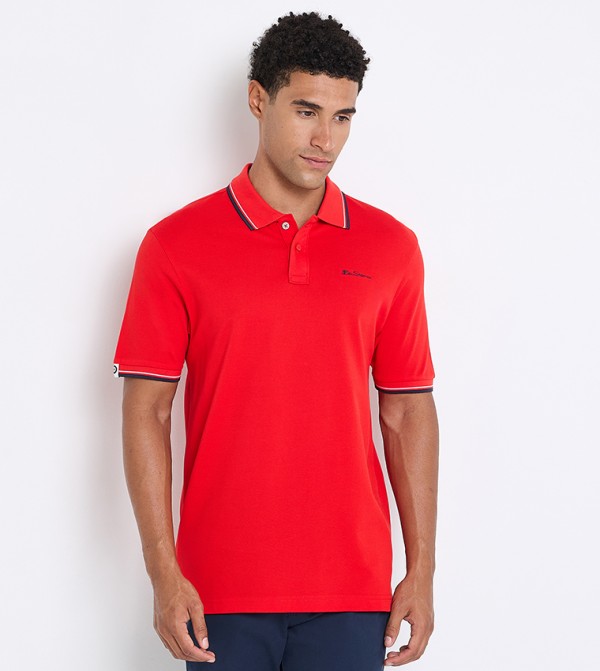 Contrast Tipping Short Sleeves Polo T-Shirt