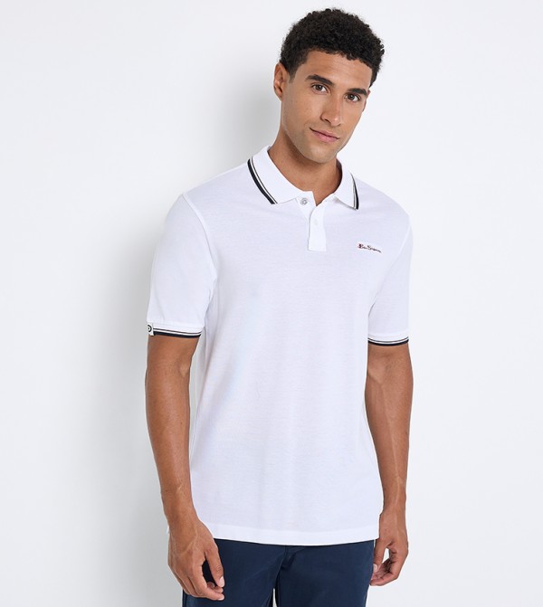 Contrast Tipping Short Sleeves Polo T-Shirt