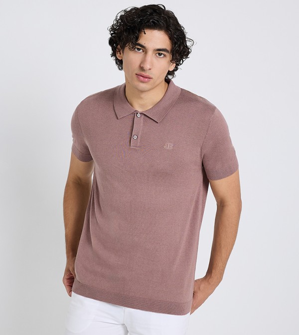 Solid Short Sleeves Knitted Polo T-Shirt