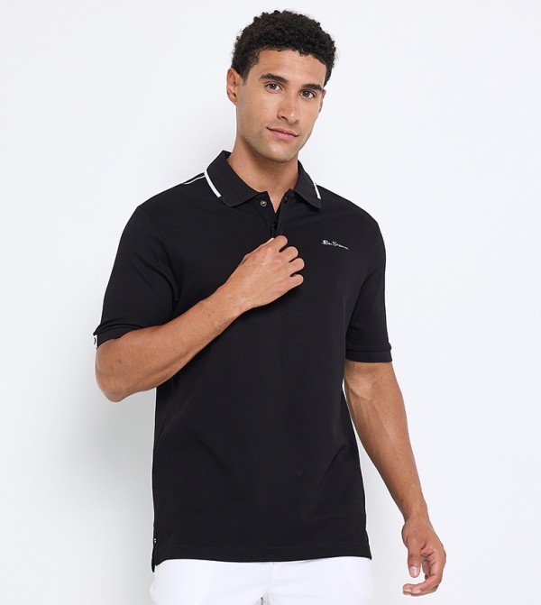 Contrast Tipping Short Sleeves Polo T-Shirt