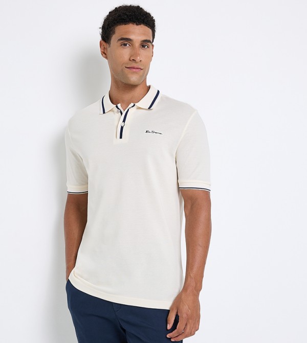 Contrast Tipping Short Sleeves Polo T-Shirt
