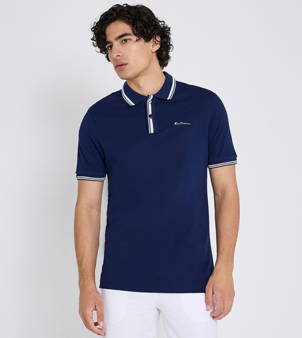 Contrast Tipping Short Sleeves Polo T-Shirt