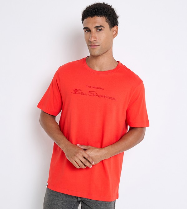 Logo Embroidered Crew Neck T-Shirt