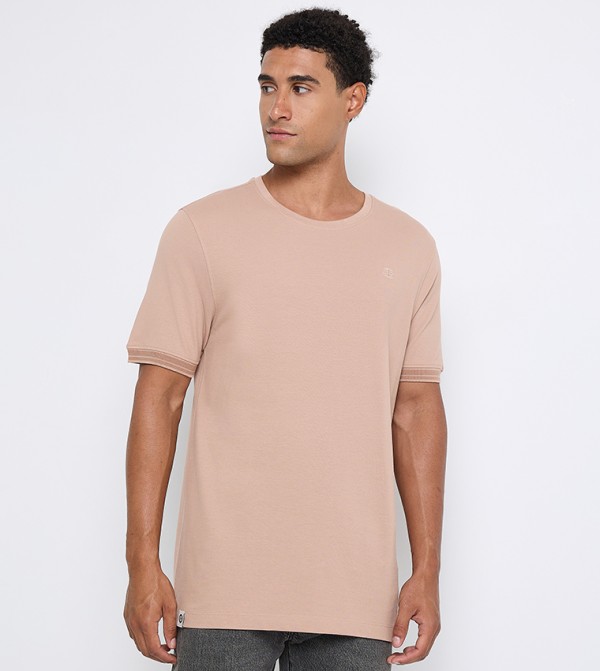 Solid Crew Neck Cotton T-Shirt