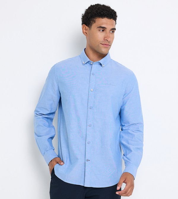 Solid Button-Down Collar Shirt 