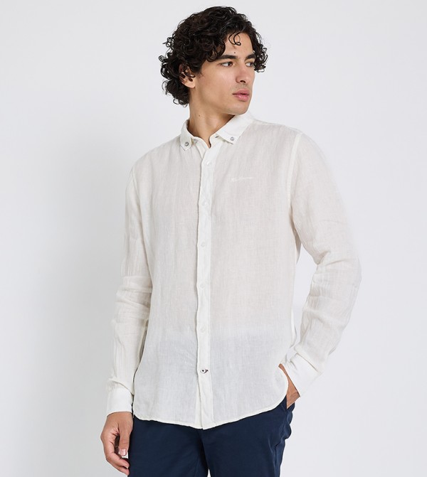 Button-Down Collar Linen Long Sleeves Shirt